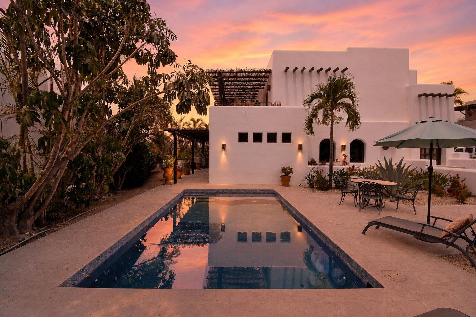 Los Cabos Cabo Bello Casa Blue Fin is a rare DUPLEX investment opportunity in the desirable oceanside community of Cabo Bello. This versatile 4-bedroom, 4-bathroom home offers incredible potential for rental income, full-time or multi-generational living, or both. Each level features 2-bedrooms and 2-bathrooms with private entrances in front and back, making it ideal for generating revenue while maintaining personal privacy or hosting extended family and guests.Enjoy beautiful for sale