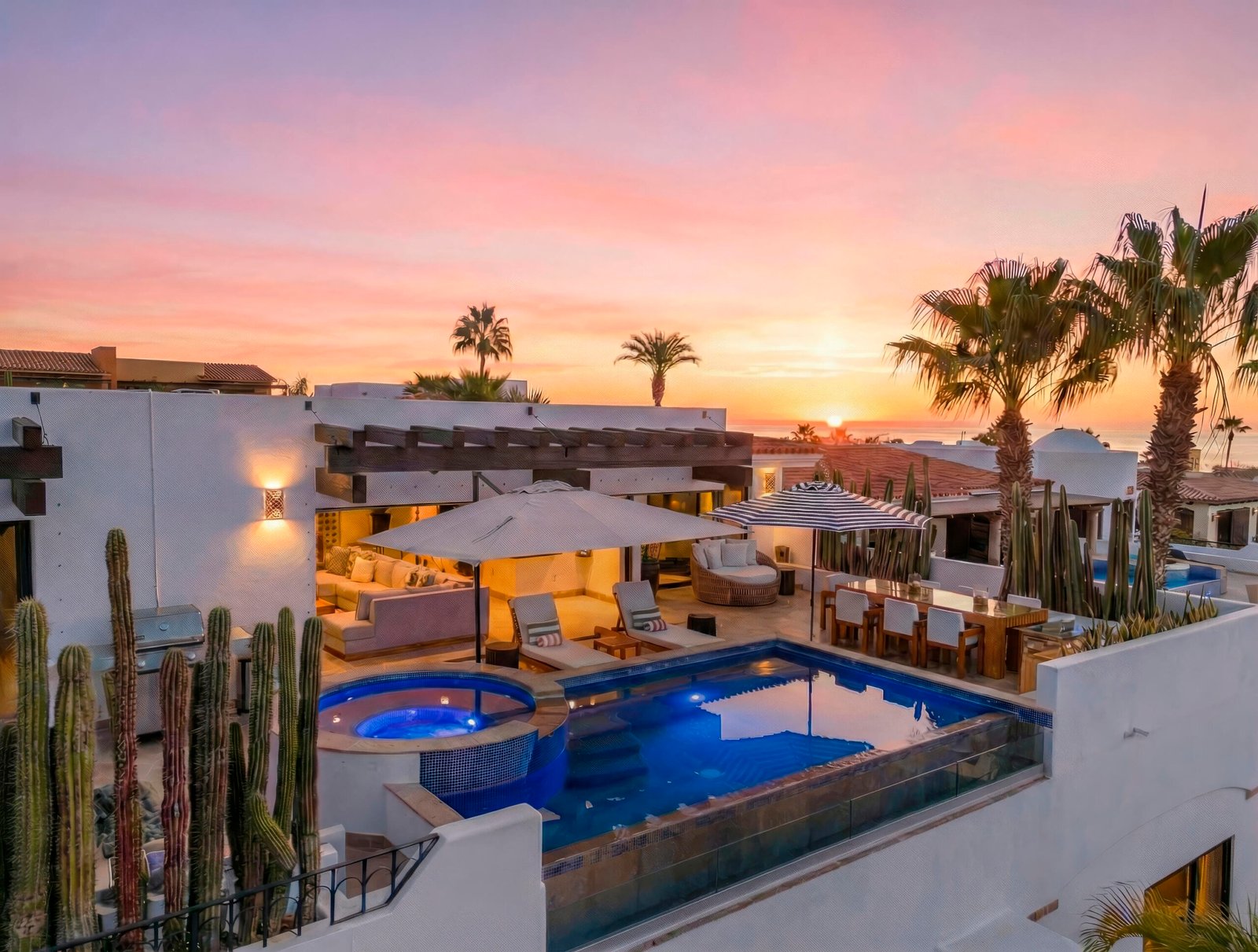 Los Cabos Cabo Colorado Discover modern luxury in this exquisitely designed home, built in 2020 and nestled within the exclusive, beachfront, private gated community of Cabo Colorado in San José del Cabo—just 2 miles from Palmilla Beach. Enjoy the convenience of living just steps from a stunning, sandy private beach within the community.With a striking contemporary aesthetic, this residence features gleaming white marble floors, beautifully appointed marble bathrooms, and captivating ocean for sale