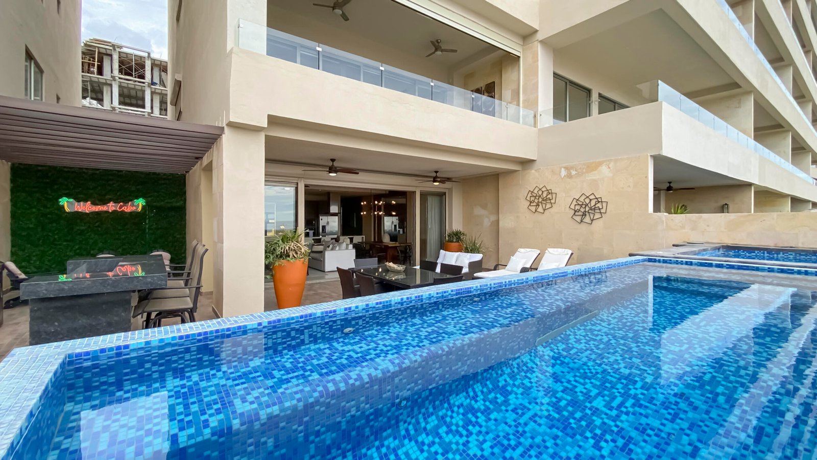 Los Cabos Breeze Of Cabo Discover the charm of Ground Floor Unit #103 at Breeze of Cabo, located in the sought-after Sunset area of Cabo San Lucas.This modern 2-bedroom, 2-bathroom condo features a spacious private patio — perfect for enjoying the warm weather and outdoor living. , the unit includes underground parking and access to a shared rooftop with a swimming pool and panoramic ocean for sale