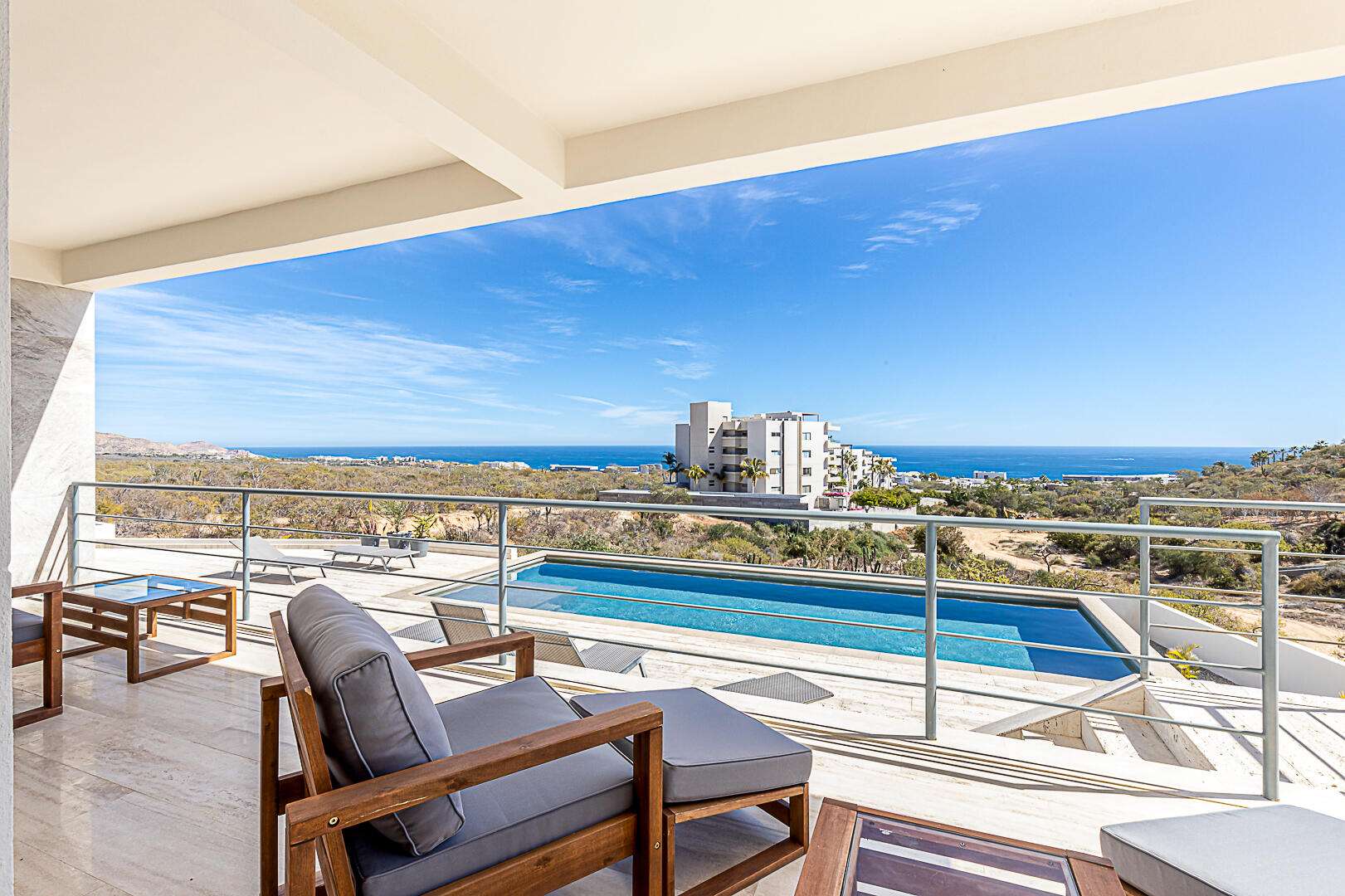 Los Cabos Vistamar Discover modern coastal living in this 3-bedroom, 3.5-bathroom condominium, perfectly situated in Vistamar, a private residential community in Los Cabos. Nestled in the heart of the Golden Corridor, this property offers seamless access to both San José del Cabo and Cabo San Lucas, making it ideal for a primary residence.This ground-level unit is designed for effortless indoor-outdoor living, offering direct access to the pool, perfect for relaxation or entertaining. Each bedroom features its own en-suite bath, with the primary suite offering stunning ocean for sale
