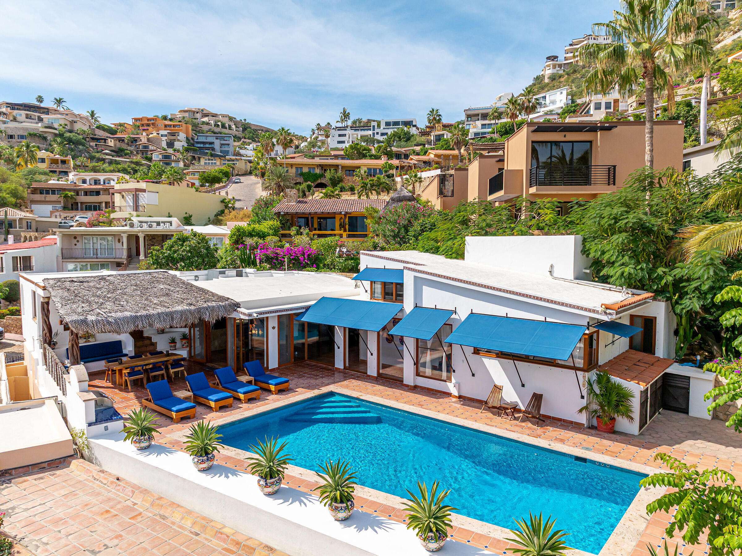 Los Cabos Pedregal Csl Introducing La Casa de la Familia Decker (Villa Agave Azul). An exceptional 3-bed, 3.5-bath residence located in the prestigious gated community of Pedregal, Cabo San Lucas. Perfectly positioned just minutes from the main gate, Marina, and downtown. Tastefully designed for relaxed coastal living, it offers an open layout connecting the living, dining, and kitchen areas to a spacious outdoor covered terrace which includes a functional BBQ area. Enjoy a 484 SqFt pool, large Jacuzzi/spa, and lush tropical landscaping that creates a private, peaceful retreat. Perfect for relaxing, entertaining and enjoying time with family and friends. La Casa de la familia Decker (Villa Agave Azul) is a unique opportunity, Ideal as a full-time residence, vacation getaway, or strong rental investment. for sale