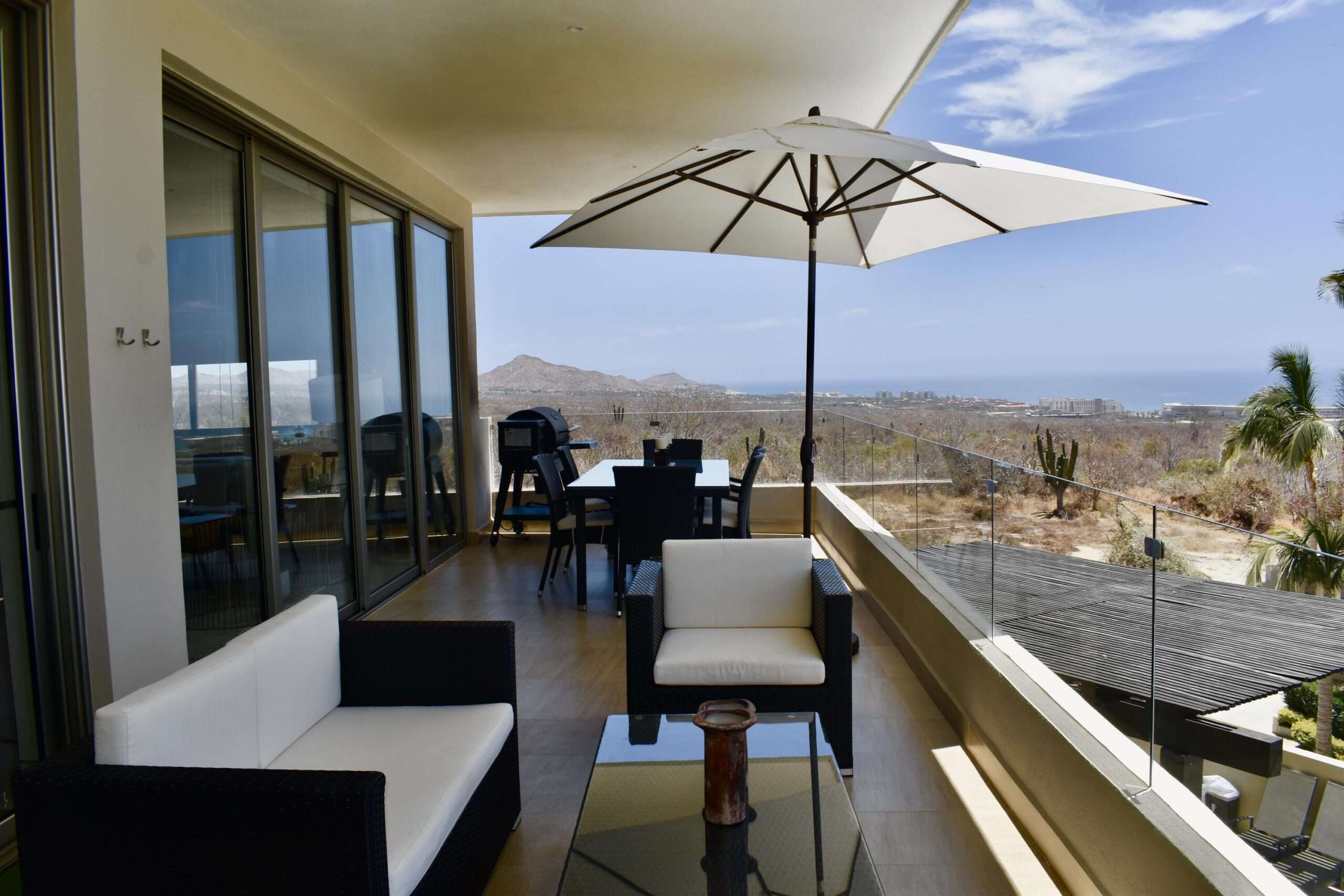 Los Cabos Gardenias Wake up to Baja sunrises from your primary bedroom's private balcony, or host friends on the main terrace overlooking the ocean and fairways from your 2 bedroom condo. Enjoy premium amenities like pickleball courts, a pool, jacuzzi, and a gym. Whether you are hitting the championship course in the morning, playing pickleball with neighbors, or just relaxing under the community palapa, the lifestyle here is completely effortless. This is an ideal match for those looking to downsize the maintenance while keeping the luxury lifestyle. The interior features brand new appliances and zero maintenance hassle. A big plus: it includes a valuable, large private garage perfect for your vehicle and golf gear. for sale