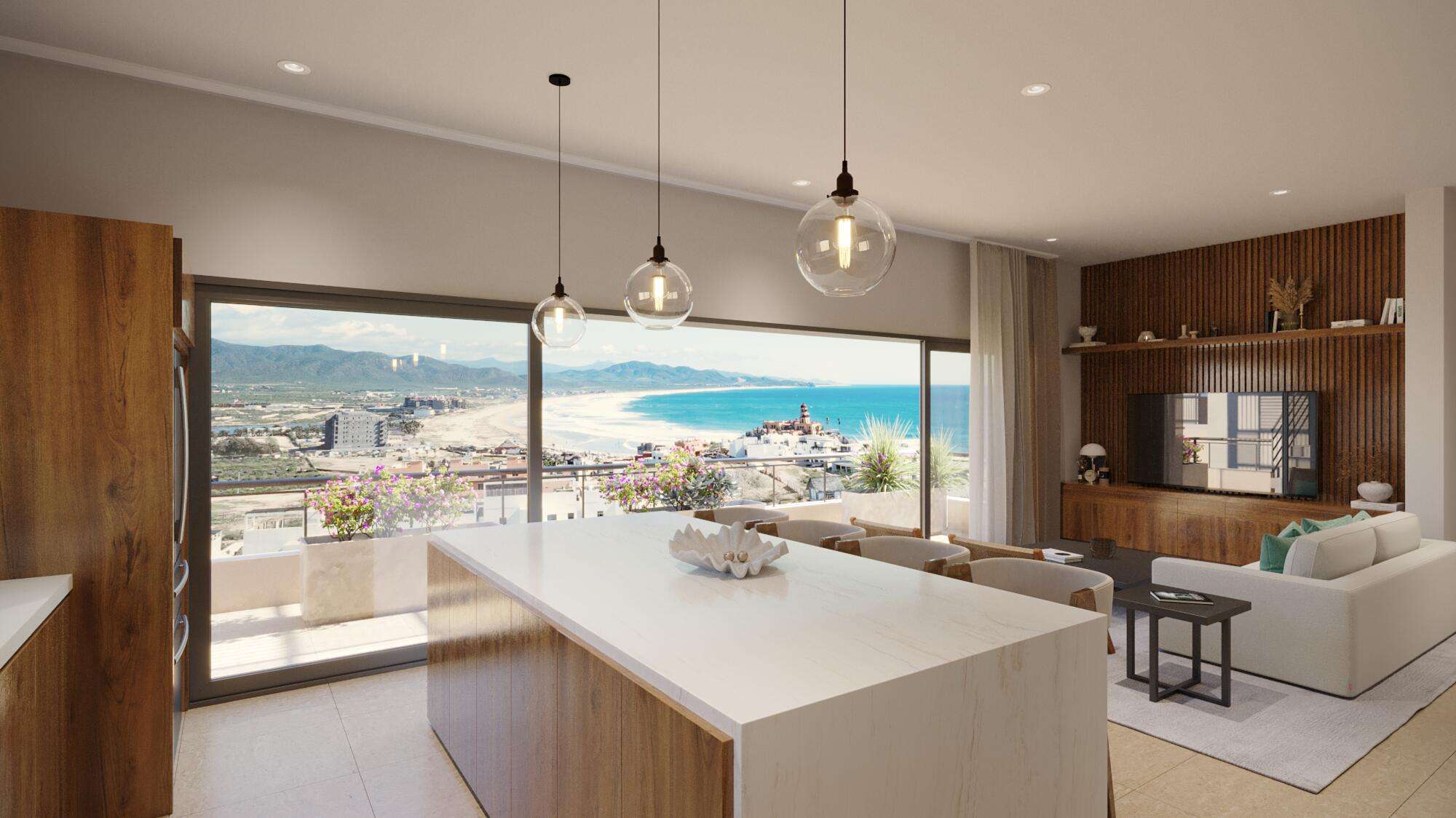 Los Cabos Vista Mare Condo for sale at Vista Mare, Cabo San Lucas, located on the third level with ocean and mountain for sale