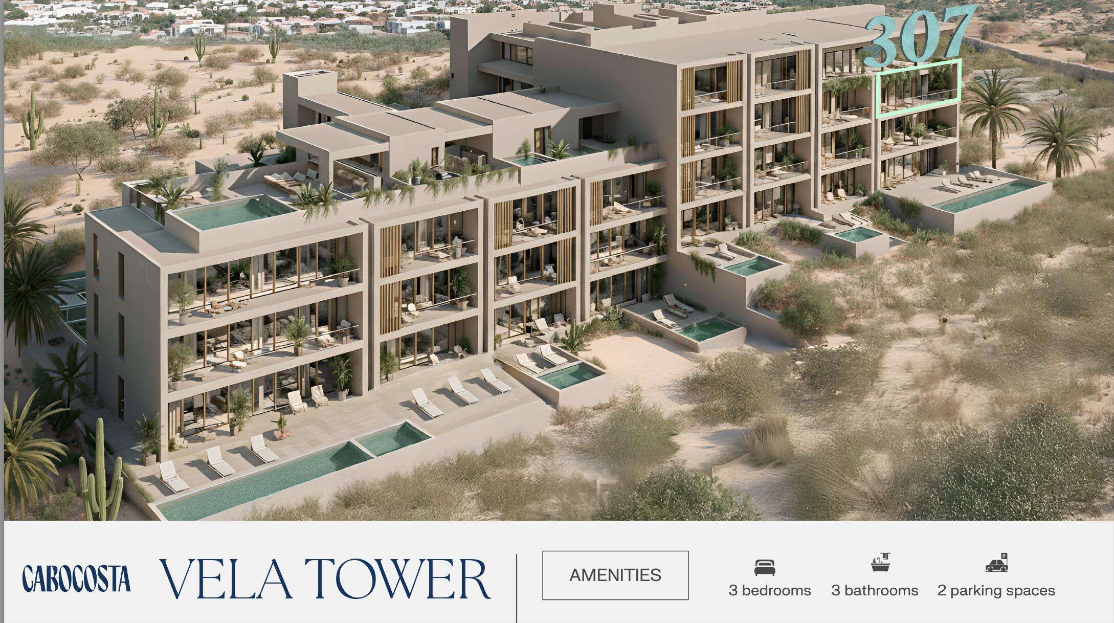 Los Cabos Vista Mare Condo for sale at Vista Mare, Cabo San Lucas, located on the third level with ocean and mountain – Penthouse Moreli, Cabo Corridor, BS